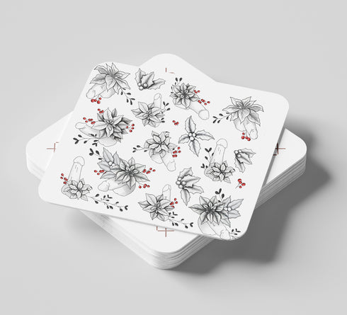 Festive Floral Willies Coaster