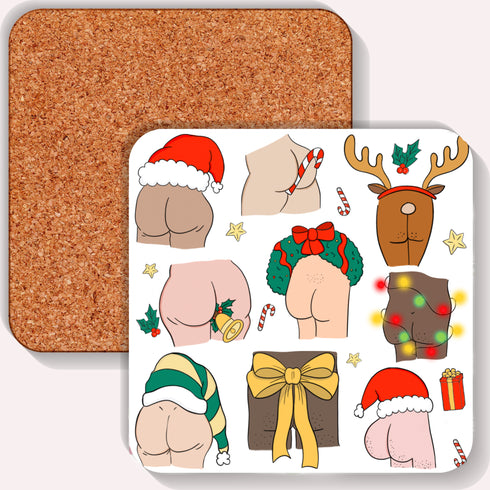 Bottoms Up Christmas Coaster