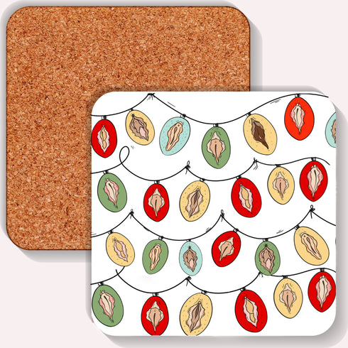 Vagina Lights Christmas Coaster