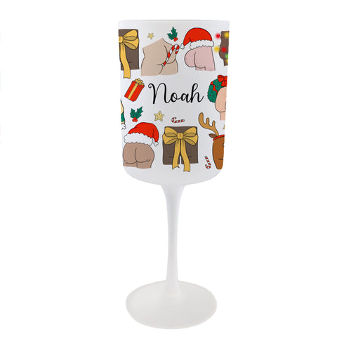 Personalised Mistletoe Cheeks Wine Glass