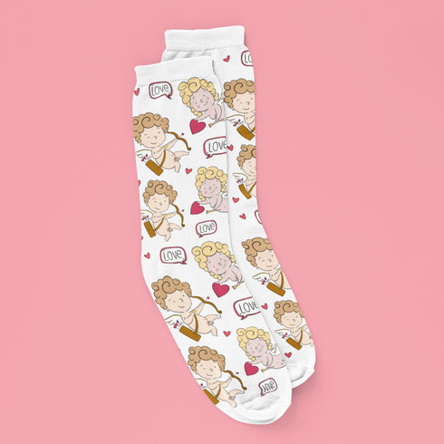 Couple Cupid Themed Socks