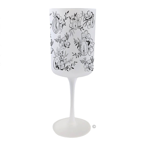 Female Floral Wine Glass