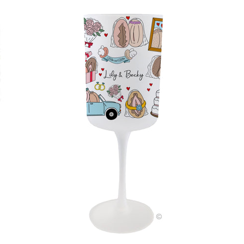 Mrs & Mrs Personalised Wine Glass