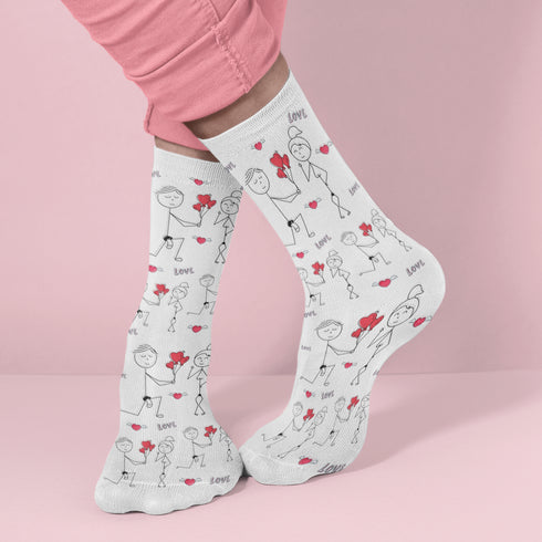 One Line Couple Love Socks