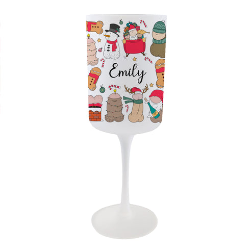 Personalised Christmas Willies Wine Glass