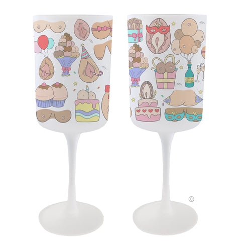 Personalised Bust & Bits Birthday Wine Glass