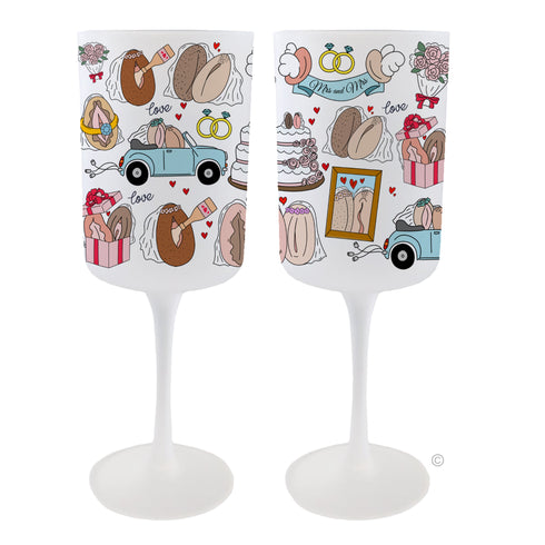 Mrs & Mrs Personalised Wine Glass