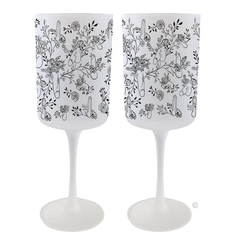 Floral Willy Wine Glass