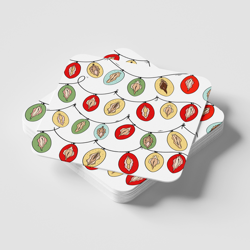 Vagina Lights Christmas Coaster