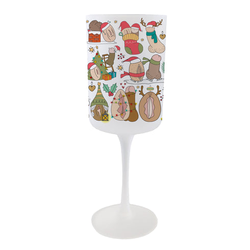Personalised Christmas Lovebirds Wine Glass
