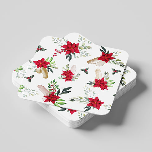 Christmas Poinsettia Penis Coaster