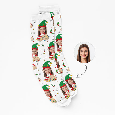 Personalised Elf Face Socks