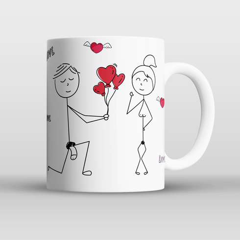 Personalised Line Drawing Couple Mug