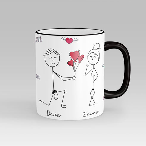 Personalised Line Drawing Couple Mug