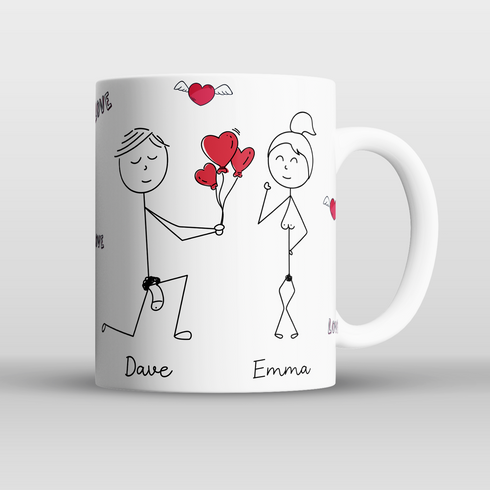 Personalised Line Drawing Couple Mug