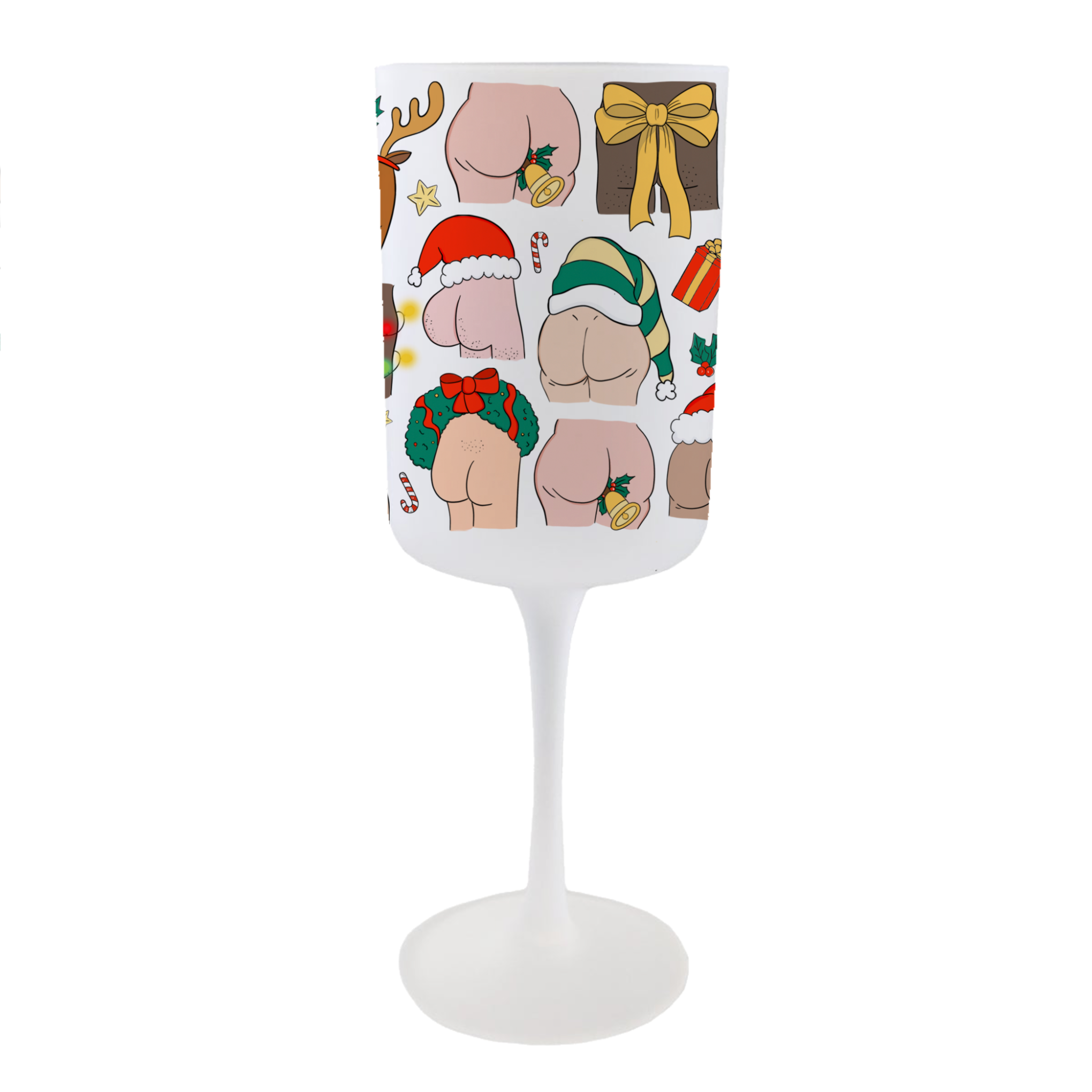 Personalised Mistletoe Cheeks Wine Glass