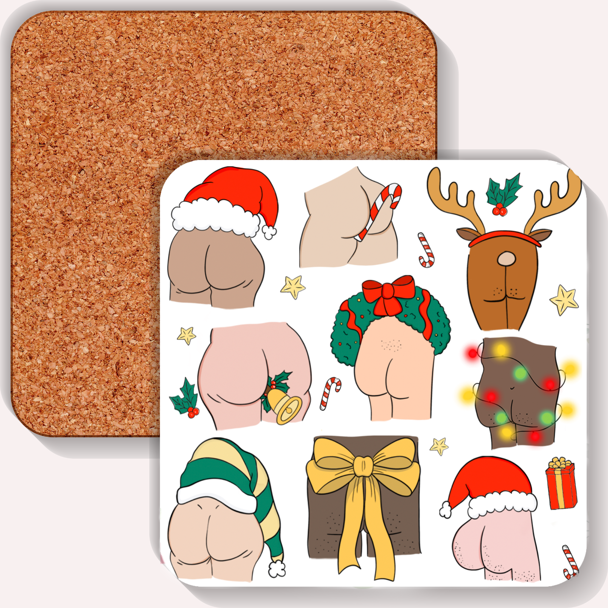Bottoms Up Christmas Coaster