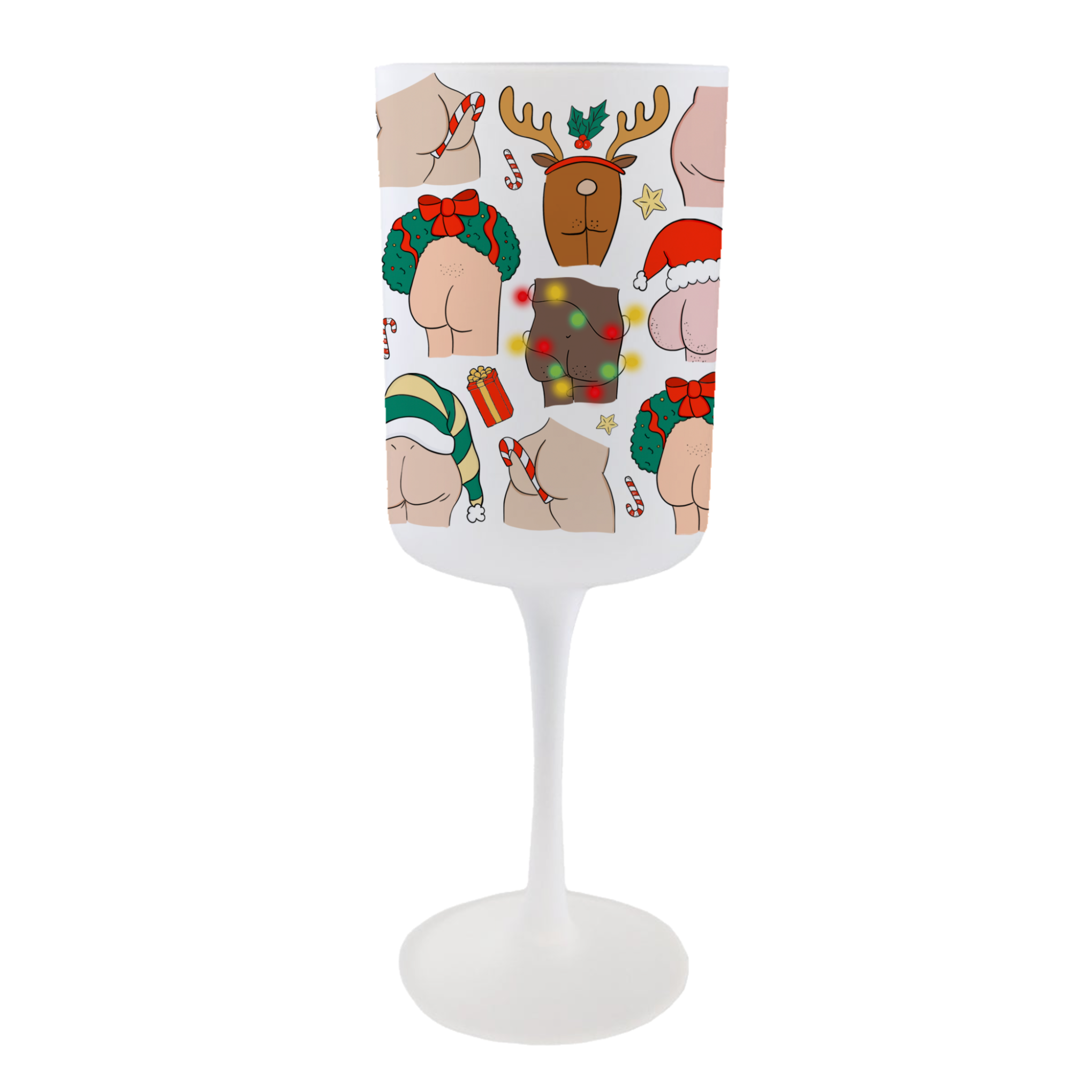 Personalised Mistletoe Cheeks Wine Glass