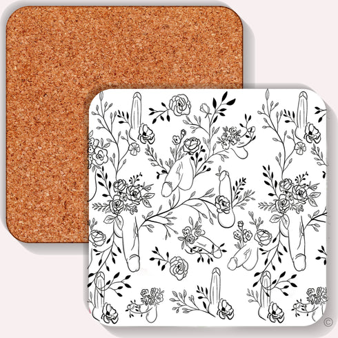 Blooming Willies Gift Set – Floral Mug, Coaster & Tea Towel