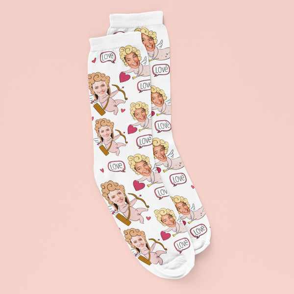 Personalised Female Cupid Face Socks