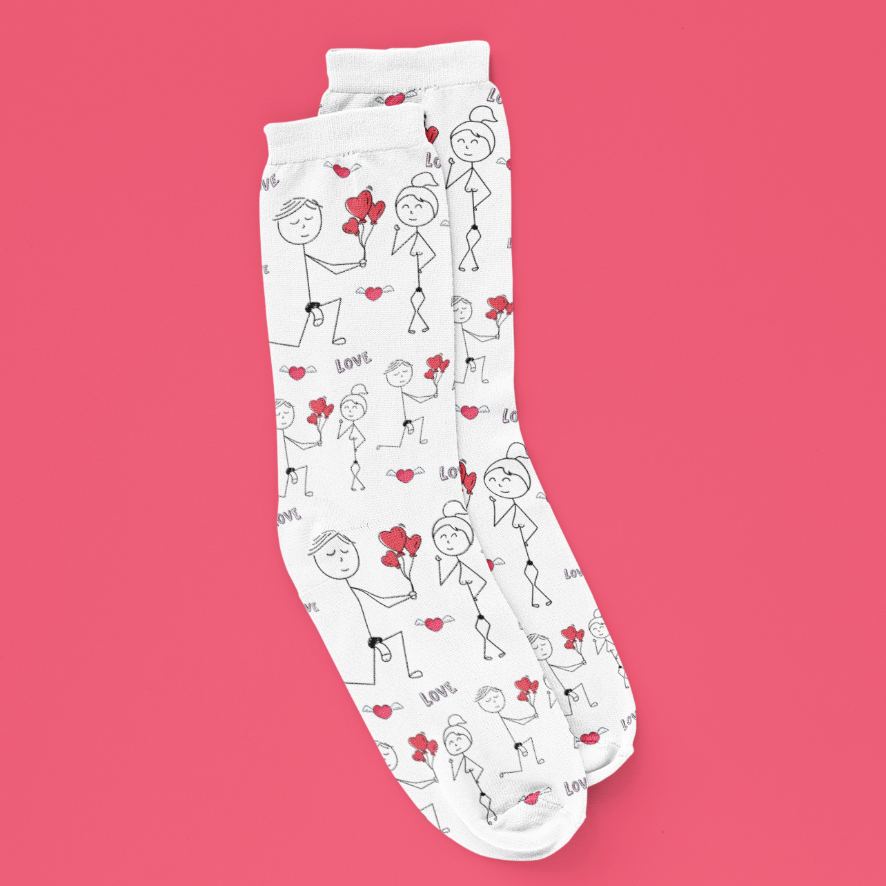 One Line Couple Love Socks