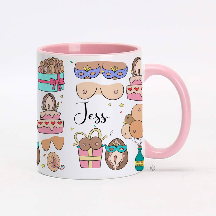 Personalised Birthday Bash Jugs & Peaches Mug
