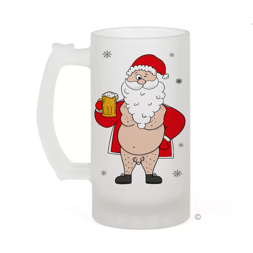 Santa Personalised Frosted Beer Glass