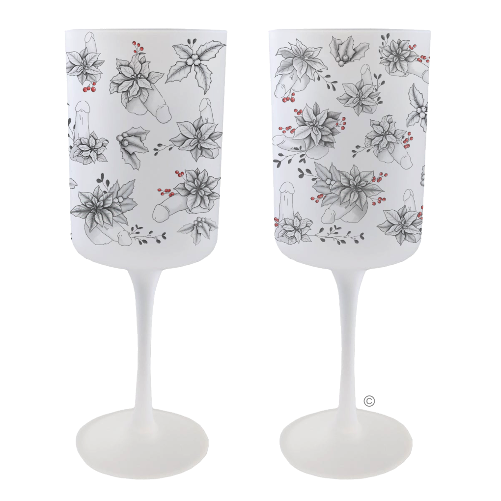 Festive Floral Willies Wine Glass
