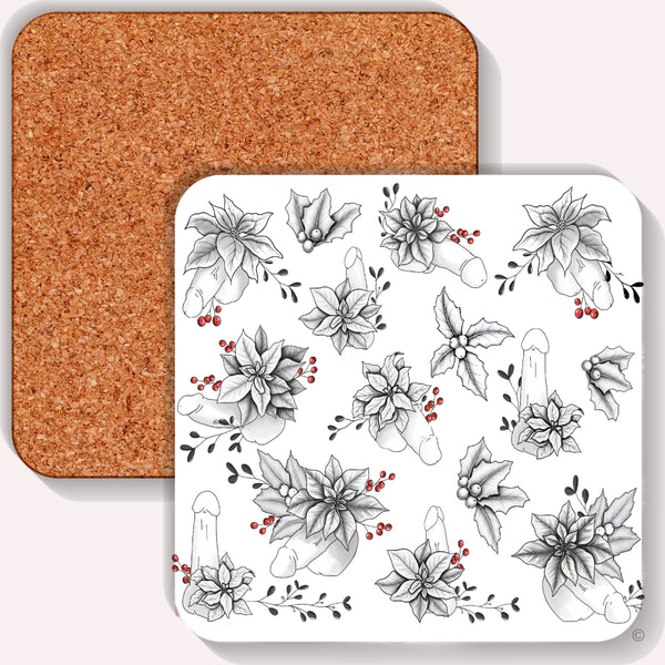 Festive Floral Willies Coaster
