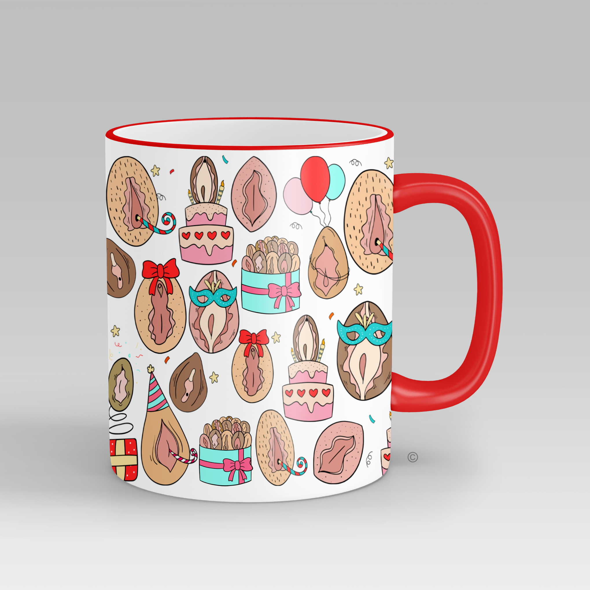 Kitty Birthday Mug – a cheeky and fun birthday gift for friends, coworkers, and partners. Matching wine glasses available.