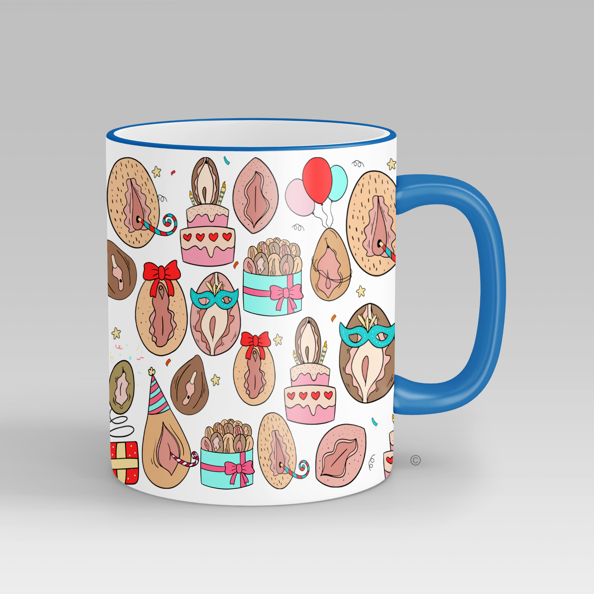 Kitty Birthday Mug – a cheeky and fun birthday gift for friends, coworkers, and partners. Matching wine glasses available.