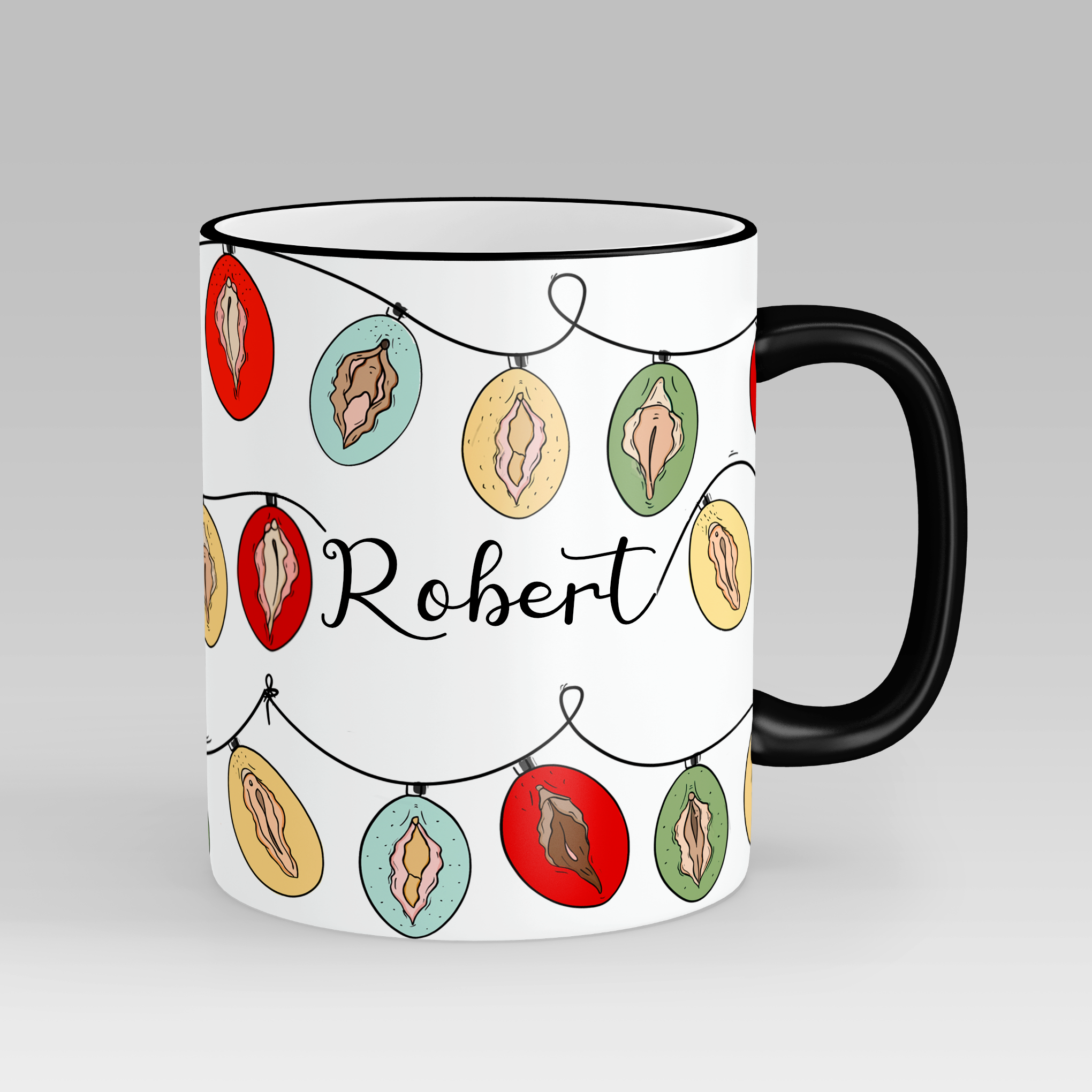 Personalised Vulva Christmas Lights Mug