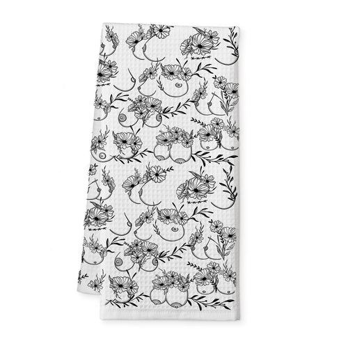 Bloom & Bust Gift Set – Floral Boob Mug, Coaster & Tea Towel