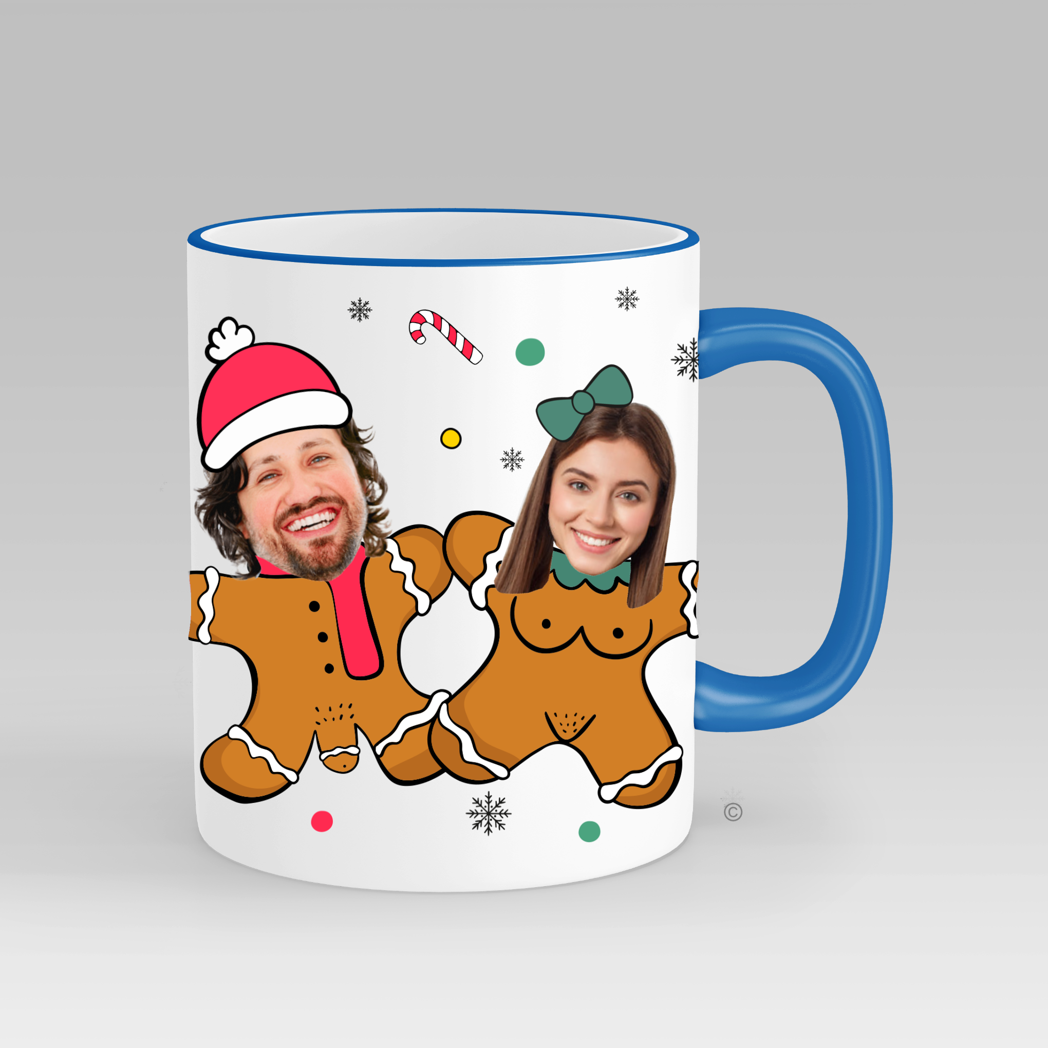 Personalised Gingerbread Couple Face Mug