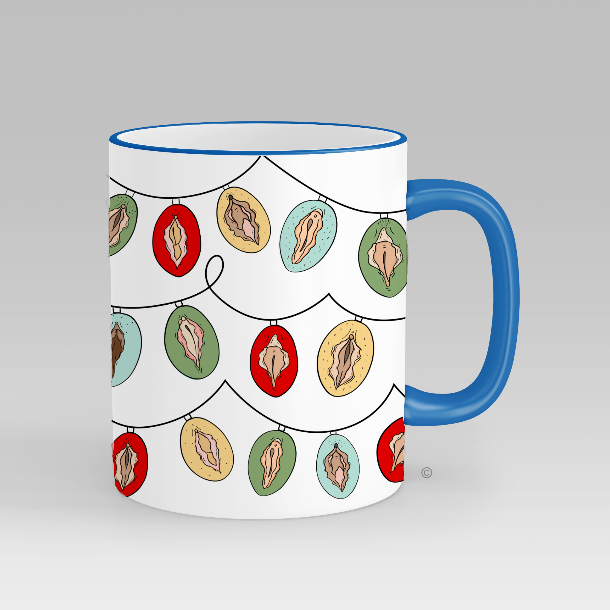Personalised Vulva Christmas Lights Mug