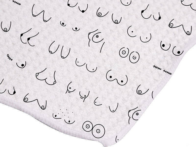 Bosoms Tea Towel – an elegant, artistic, and empowering kitchen towel celebrating body positivity & individuality.