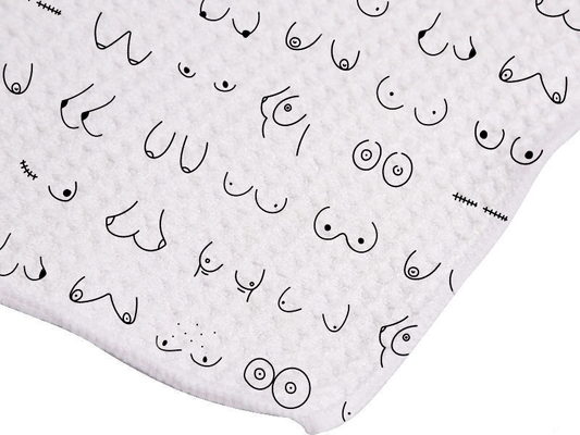 Bosoms Tea Towel – an elegant, artistic, and empowering kitchen towel celebrating body positivity & individuality.
