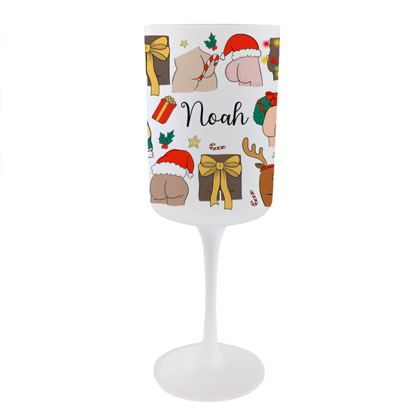 Personalised Mistletoe Cheeks Wine Glass