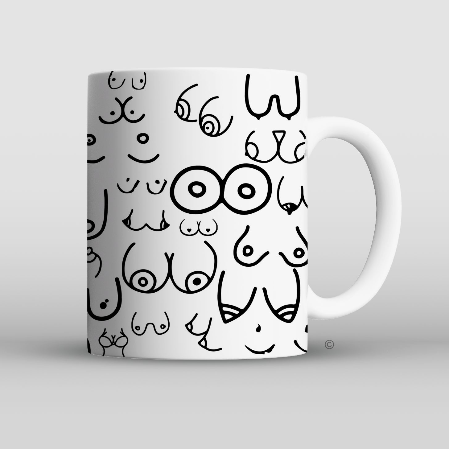 Doodle Curves Mug – a quirky and cheeky novelty gift for birthdays, hen dos, and Secret Santa. Pair with the Doodle Willy Mug for a fun set.