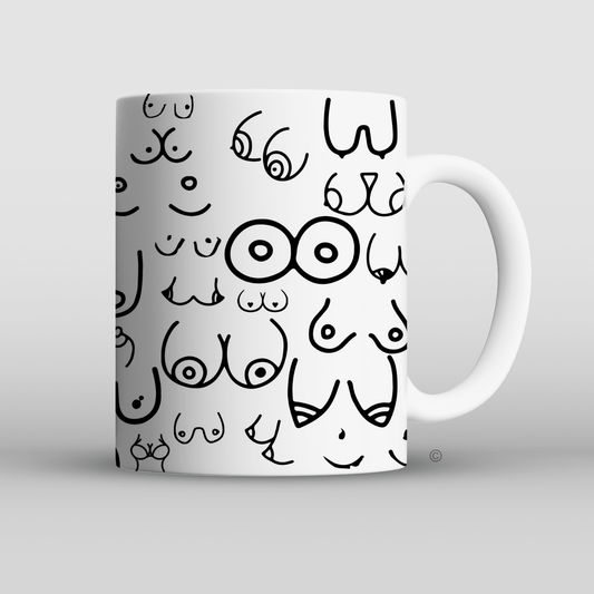 Doodle Curves Mug – a quirky and cheeky novelty gift for birthdays, hen dos, and Secret Santa. Pair with the Doodle Willy Mug for a fun set.