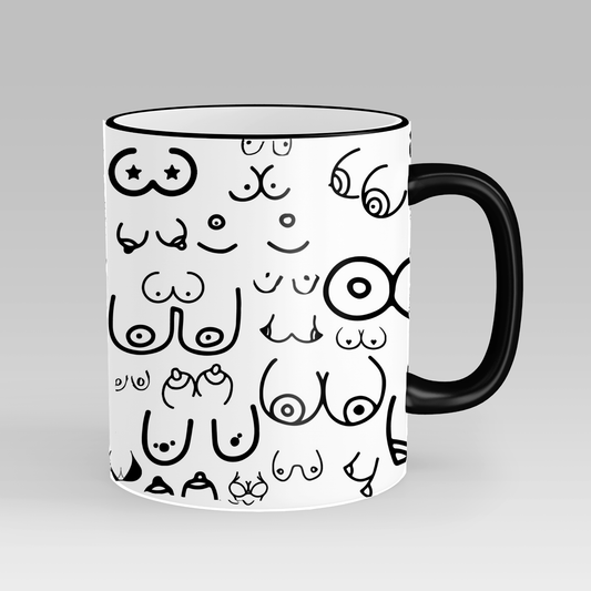 Doodle Curves Mug – a quirky and cheeky novelty gift for birthdays, hen dos, and Secret Santa. Pair with the Doodle Willy Mug for a fun set.