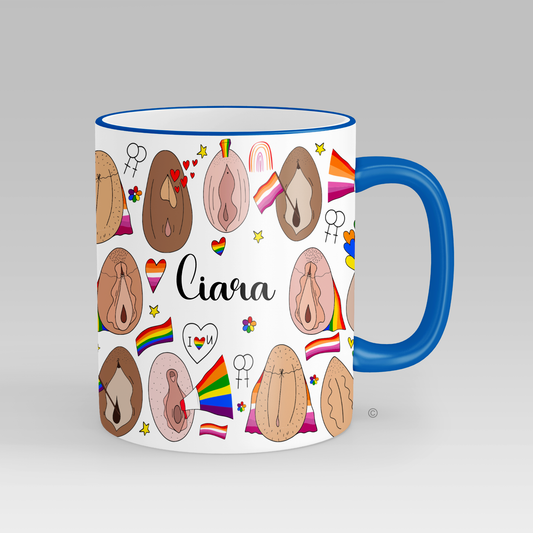 LGBT Personalised Mug – a vibrant and playful gift celebrating Pride, identity, and self-expression. Matching wine glasses & kitchen towels available.