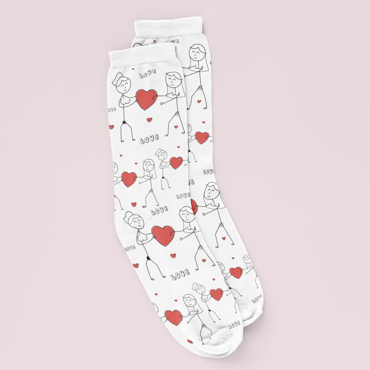 Line Art Love Socks: Lesbian Edition – a minimalist and stylish LGBTQ+ gift celebrating love between women.
