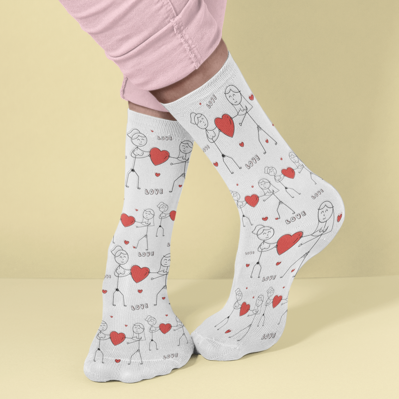 Line Art Love Socks: Lesbian Edition – a minimalist and stylish LGBTQ+ gift celebrating love between women.