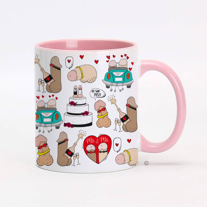 Mr & Mr Mug featuring exclusive cheeky willies art, perfect for same-sex couples and bold celebrations