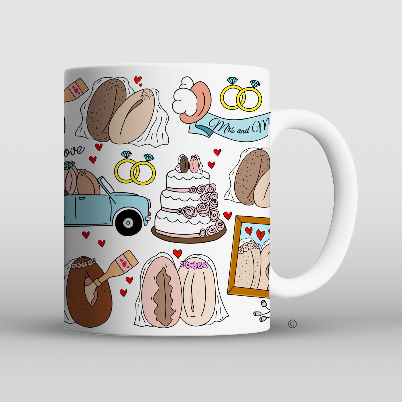 Mrs & Mrs Mug – a stylish and meaningful wedding or anniversary gift celebrating same-sex love.