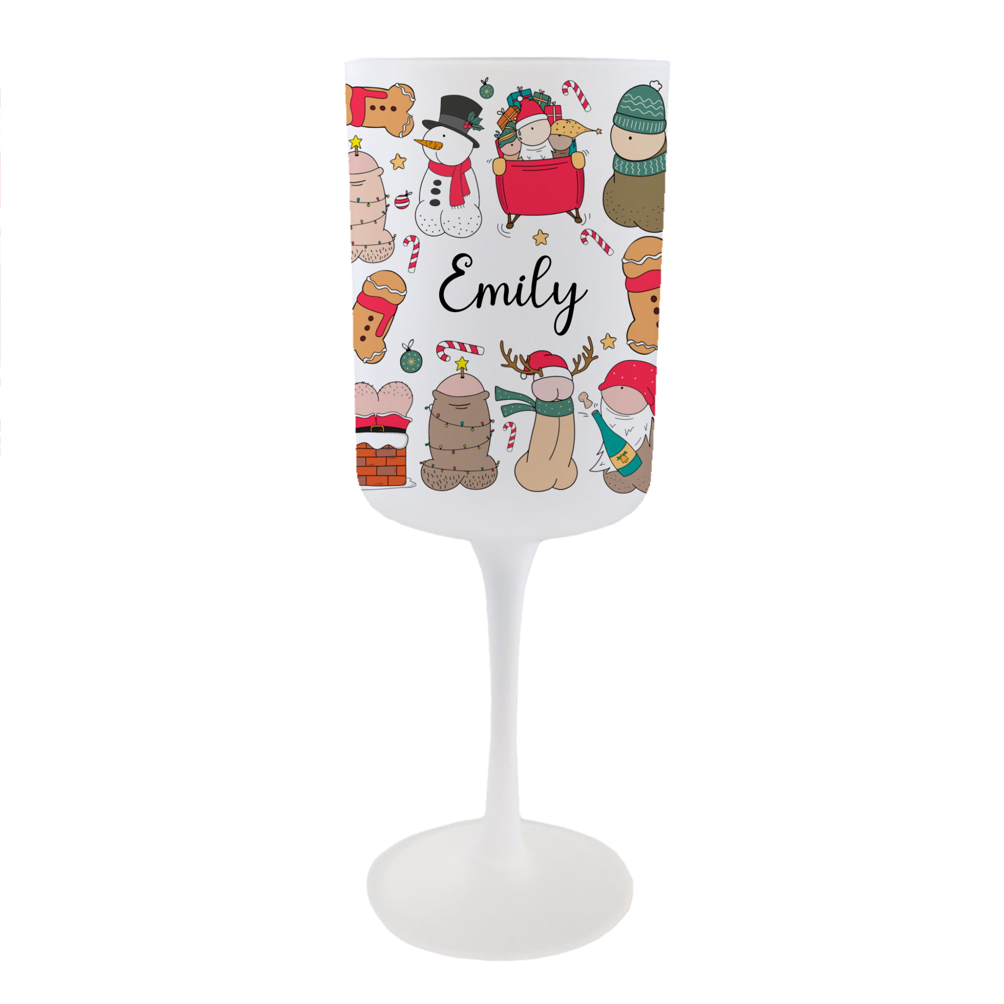Personalised Christmas Willies Wine Glass