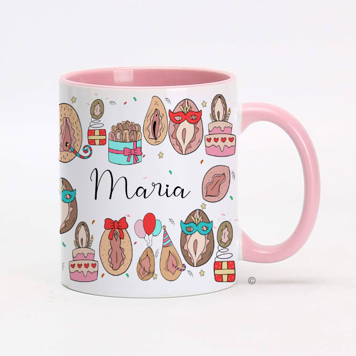  Personalised Kitty Birthday Mug – a cheeky and fun birthday gift for friends, coworkers, and partners. Matching wine glasses available.