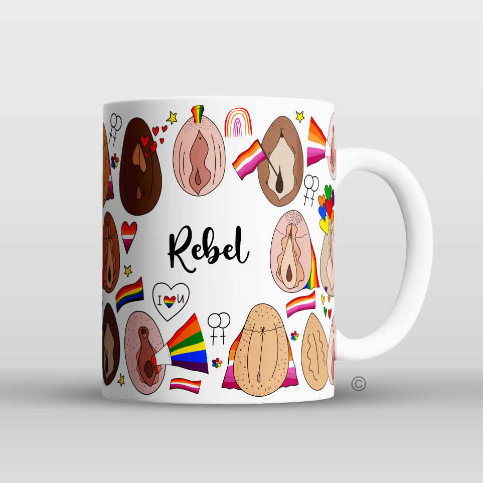LGBT Personalised Mug – a vibrant and playful gift celebrating Pride, identity, and self-expression. Matching wine glasses & kitchen towels available.