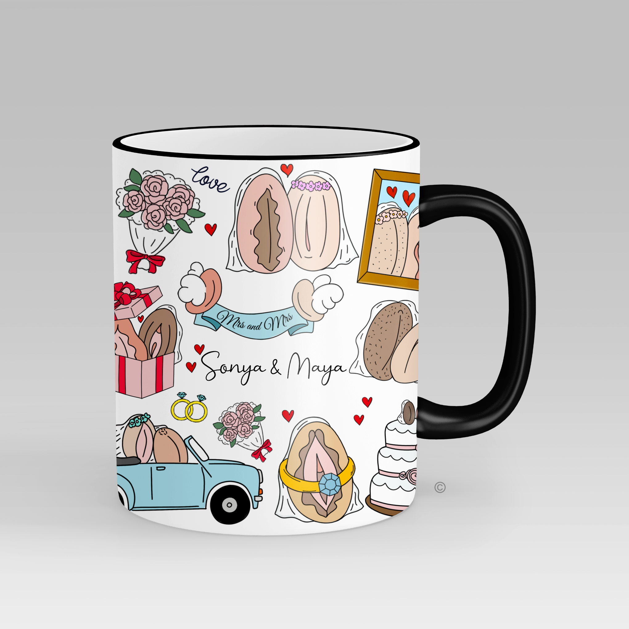 Personalised Mrs & Mrs Mug – a stylish and meaningful wedding or anniversary gift celebrating same-sex love.